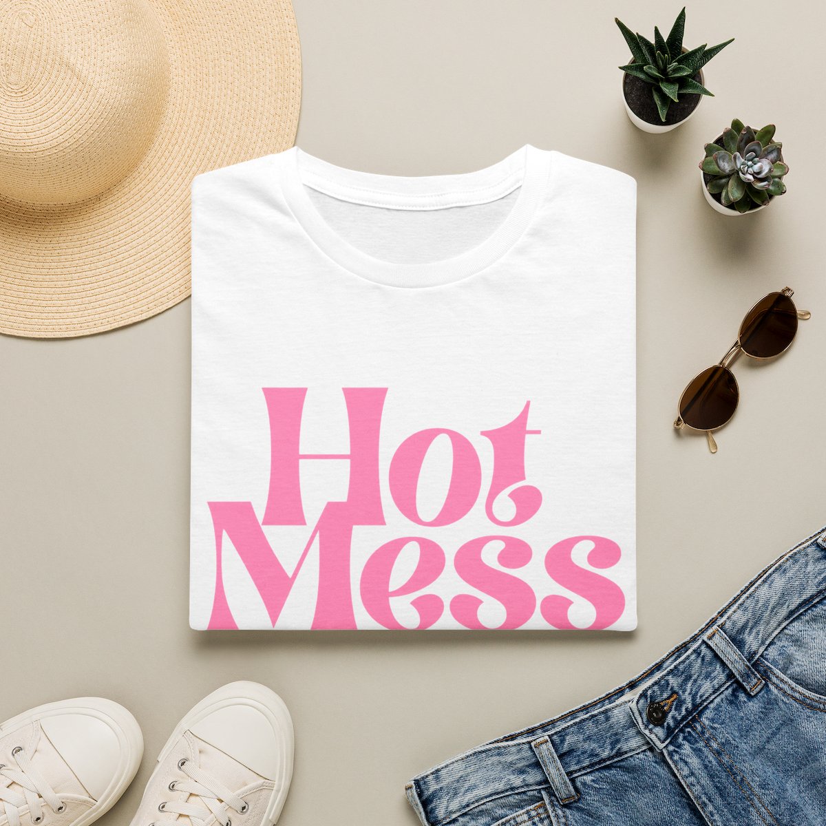 Hot Mess T-Shirt | Retro Pink Script | Alix Earle & Ashtin Earle Merch | Earl Meets World Merch