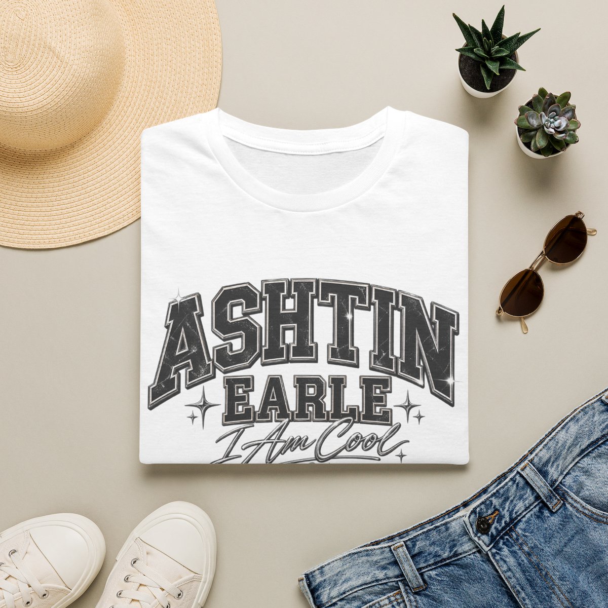 Ashtin Earle I Am Cool T-Shirt | Name Graphic Tee, Retro Collegiate Style | Ashtin Earl Merch