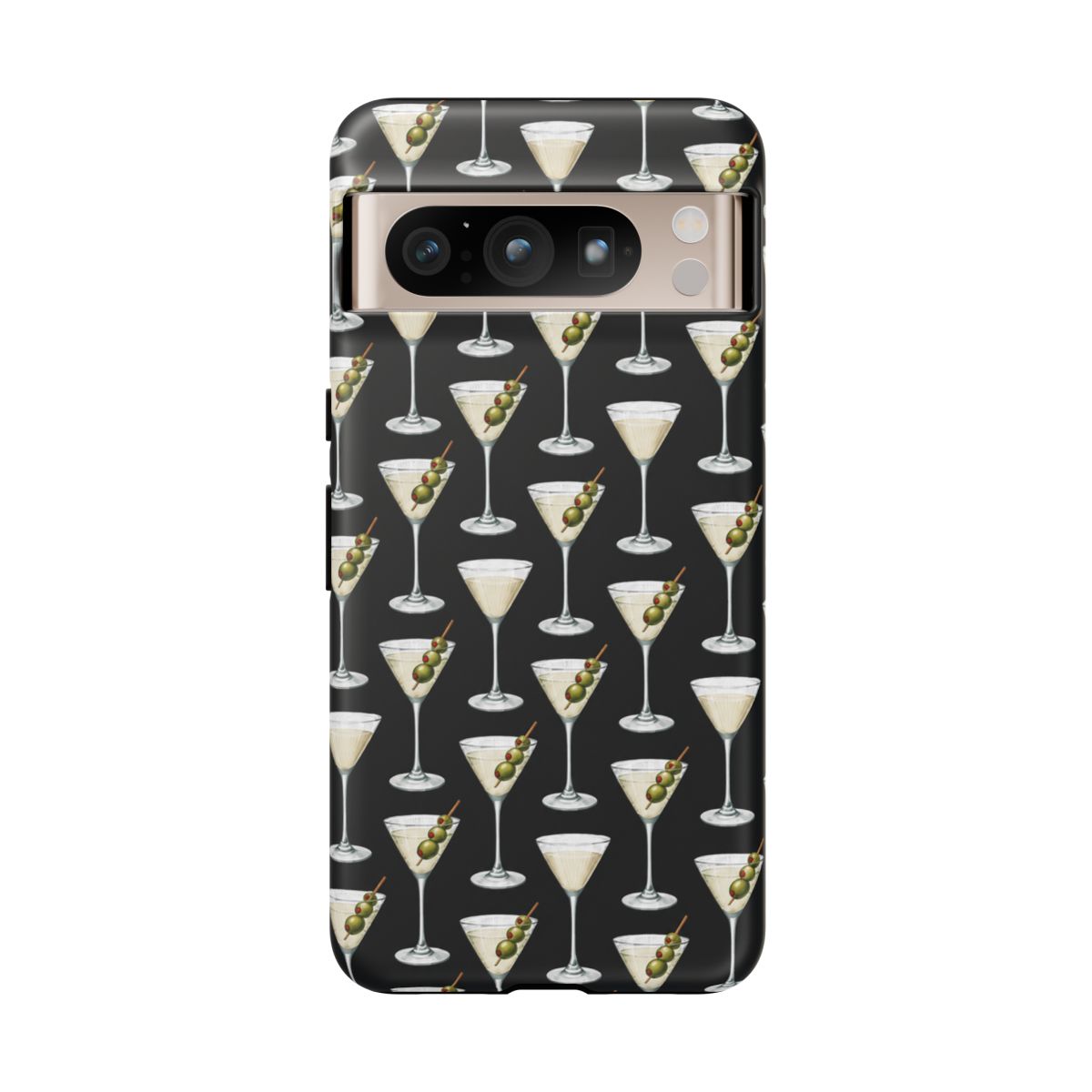 Martini Olive Pattern phone case | Cocktail Glasses, Black Background | Ashtin Earl Merch - Official Phone Cases merchandise
