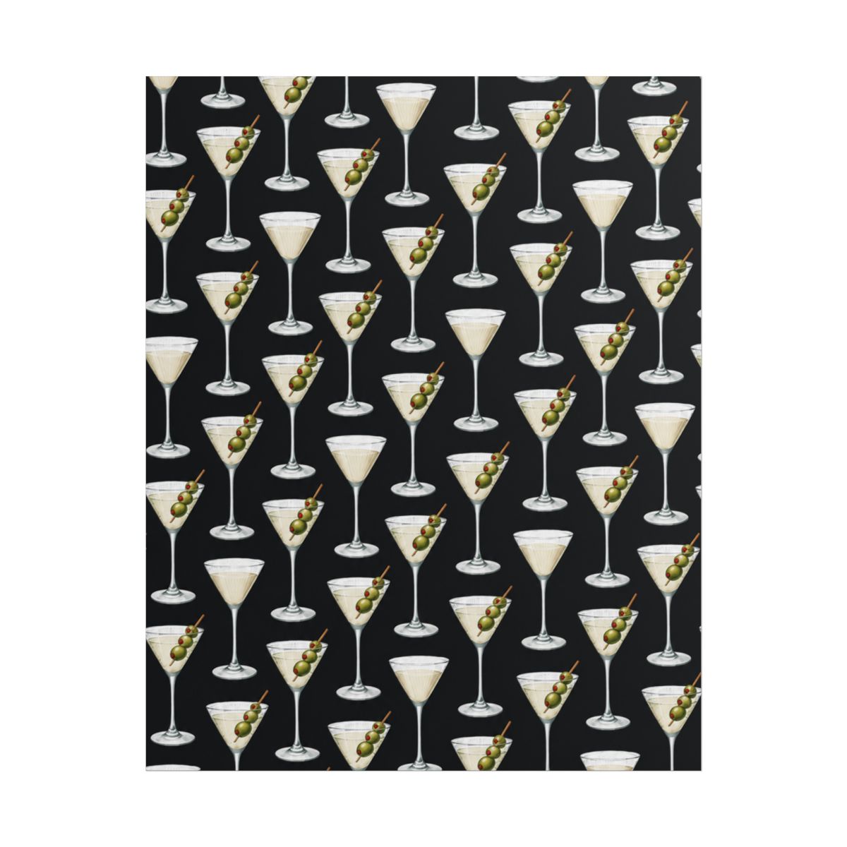 Martini Olive Pattern Rolled Poster | Cocktail Bar Art, Retro Drink Print | Ashtin Earl Merch