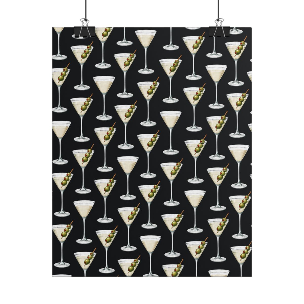 Martini Olive Pattern Rolled Poster | Cocktail Bar Art, Retro Drink Print | Ashtin Earl Merch